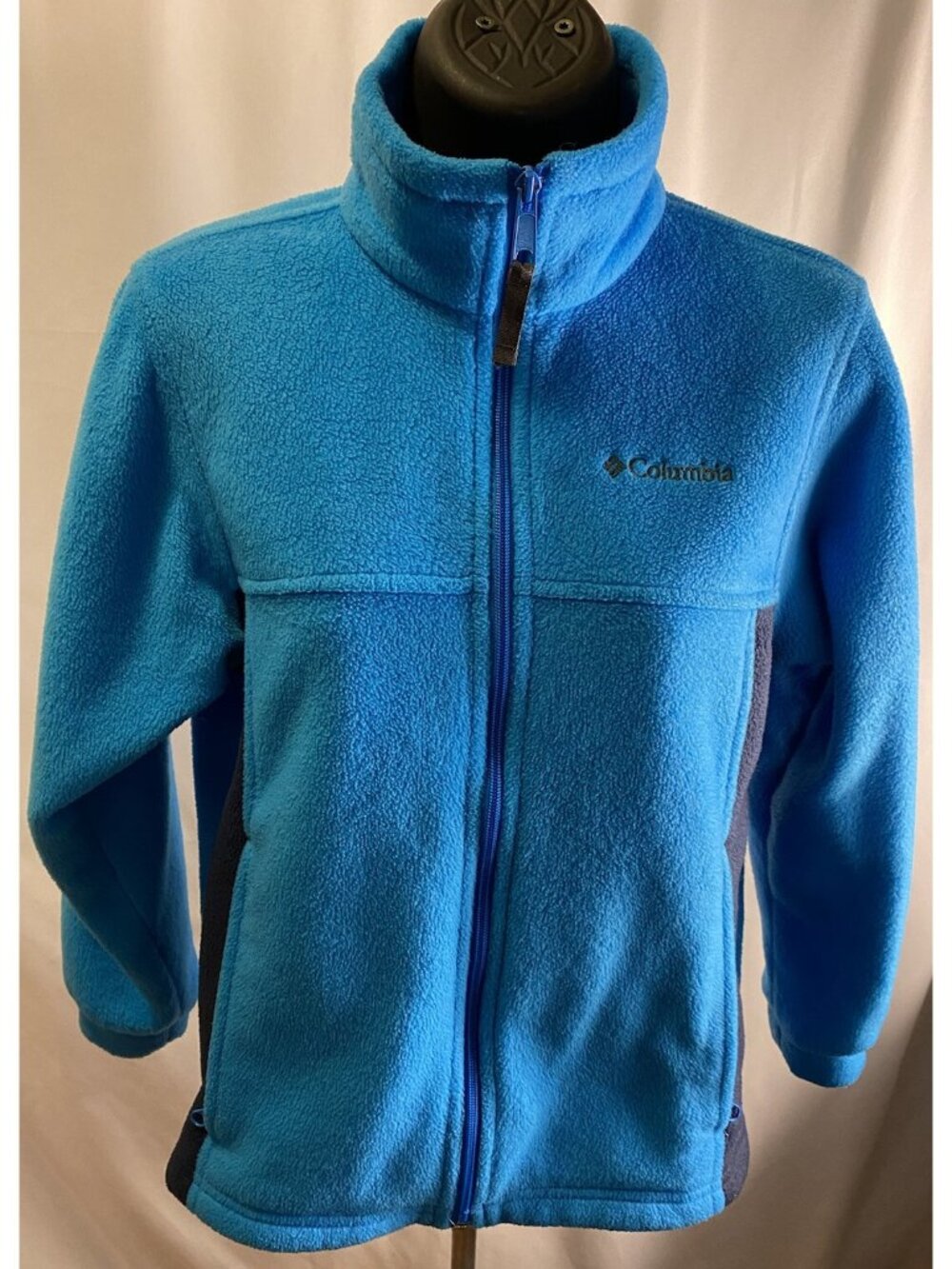 Columbia Fleece Jacket Girls Medium 10 12 Two Tone Blue Zip Front